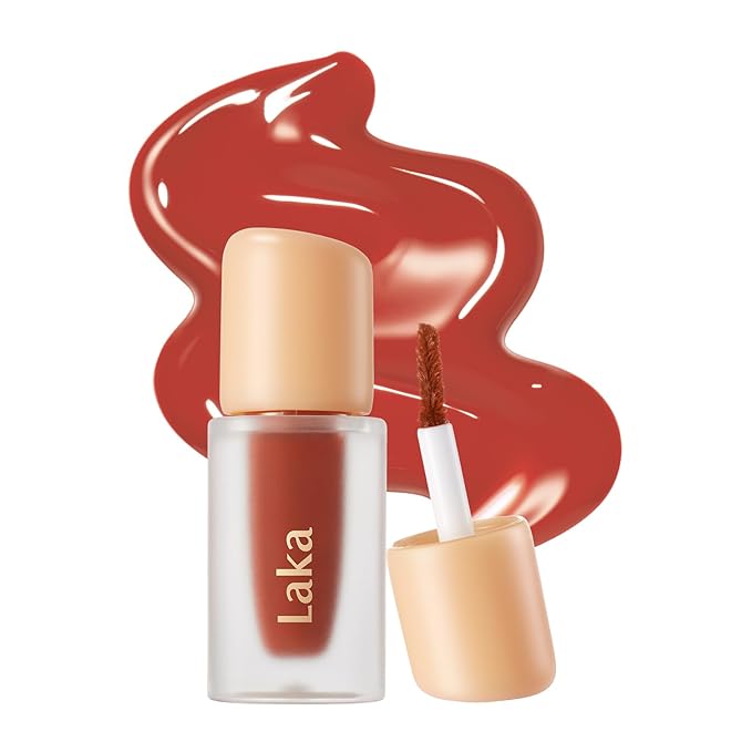 Laka Fruity Glam Lip Tint Mini, Glowing Lip Stain with Wide Color Spectrum, Hydrating & Lightweight Texture, Long-Lasting Bold Stain, Non-Sticky, Vegan, K-Beauty (#114 Harmony)
