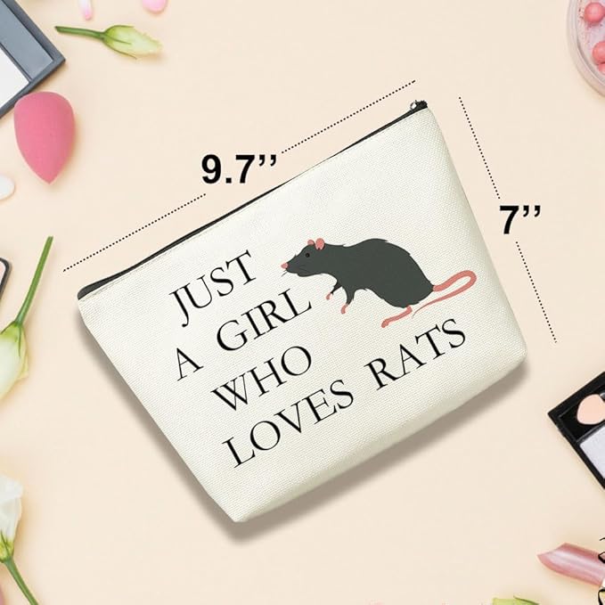 VICBOU Cute Rat Makeup Bag Rat Gifts for Women Girls Rats Decor Stuff Merch for Animal Lovers Funny Christmas Birthday Gift for Teens Best Friend Daughter BFF Sister Bestie Cosmetic Bag