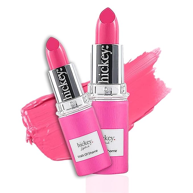 Hickey Lipstick Walk of Shame Organic Hot Pink Lipstick Refill - Long Lasting Lipstick for Women - Hydrating & Moisturizing Shade, Lip Color for Women, Gluten-Free & Vegan with Highly Pigmented