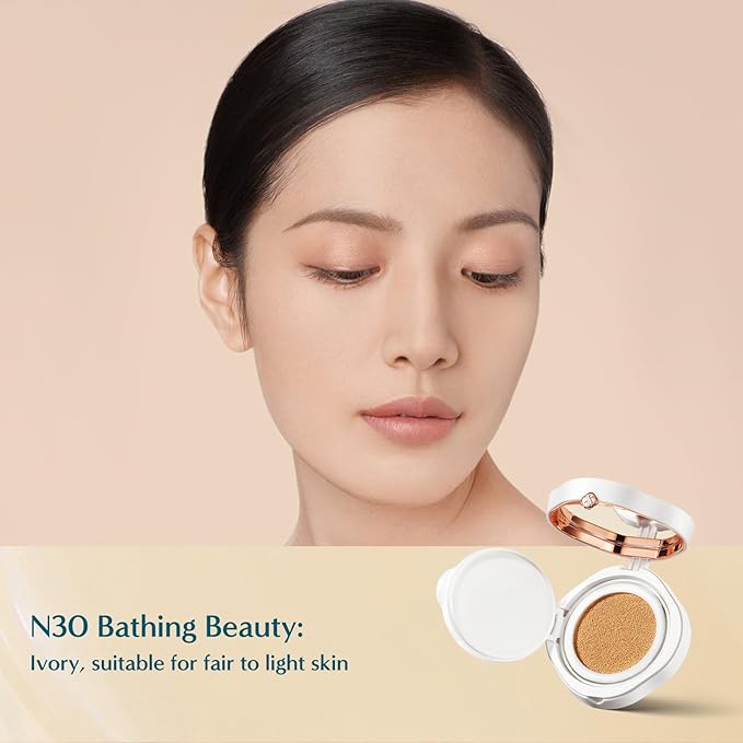 FLORASIS Flawless Jade Breathable Longwear Cushion Foundation (Ode to Embroidery) (N30 Bathing Beauty, 1 Count)