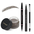 Eyebrow Pencil Makeup Kit, with Waterproof 2-IN-1 Microblading Eyebrow Pen, Eyebrow Pomade, Eyeliner and Dual-ended Eyebrow Brush, Brow Pencil Kit for Natural Eyebrows - Grey