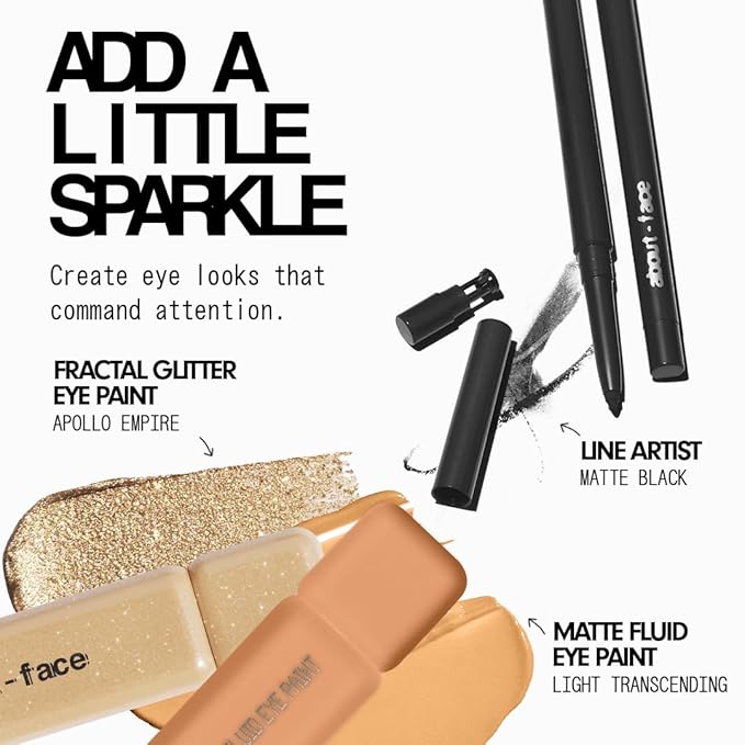aboutface Fractal Glitter Eye Paint Apollo Empire – Smudge-Proof, Long-Lasting Liquid Eyeshadow – Intense Sparkle with Mousse Texture – Vegan, Cruelty-Free – 0.13oz (Gold)