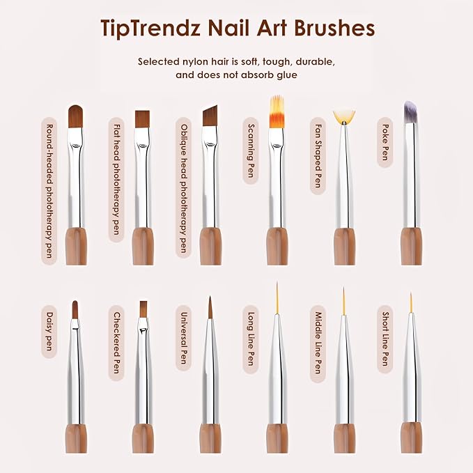Oblique Head Nail Art Brush for French Tips & Creative Nail Designs, 03