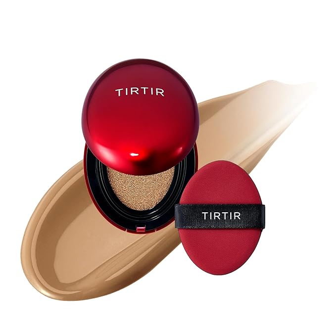 [*Mini Size*] TIRTIR Mask Fit Red Cushion Foundation | Full coverage, Weightless, Skin fit, Satin Glow Finish, Korean Makeup BB Foundation, beauty, Tattoo cover up, Buildable (#34W Toffee, 0.15 Fl Oz)