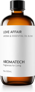 AromaTech Love Affair Aroma Essential Oil Blend: Luxury Hotel Inspired Aromatherapy with Jasmine, Saffron, Cedar & Amber for Ultrasonic Diffusers & Nebulizers - 16 fl oz, 500 mL