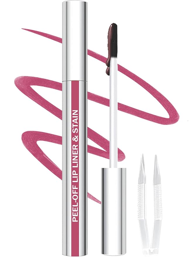 Lip Liner Stain Peel Off with Tweezer, Long Lasting Matte Lip Lipstick Tint Tattoo, Highly Pigmented Color Lip Liners Makeup, Waterproof, Transfer-proof Lipstain for Women, for All Skin Types, Mauve