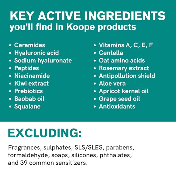 Koope Lightweight Face Cream, Moisturizer For Oily & Acne-Pron Skin, Sheer Hydration with Ceramides, Niacinamide & Hyaluronic Acid, Free of Parabens, Sulphates & Fragrances, Vegan, 1.69 FL OZ