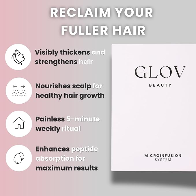 Glov Beauty Micro Infusion Hair Renewal Kit – 0.25mm Gold Derma Stamp with Hyaluronic Acid, Peptide & Botanical Serum Ampoules | Hydrating Scalp Treatment for Fuller, Thicker-Looking, Healthier Hair