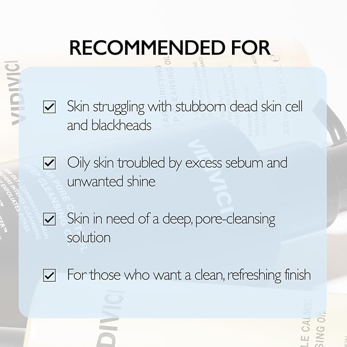VIDIVICI Clear Pore Control Deep Cleansing Oil 10.14 fl.oz | Makeup remover with blackhead care, Korean facial cleanser for oily skin, Sebum control with Bamboo Charcoal Powder, Korean skin care