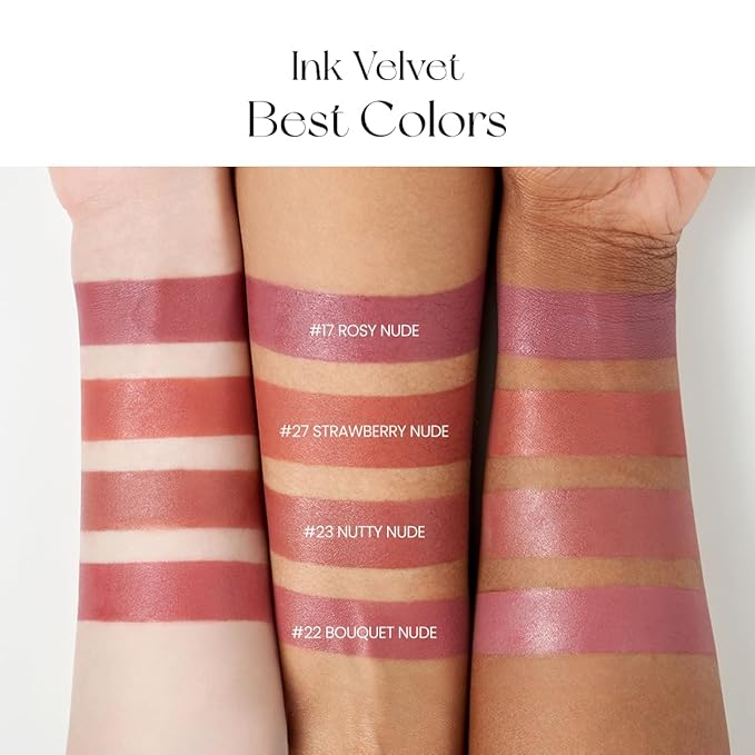 Peripera Ink the Velvet Lip Tint - High Pigment Color, Longwear, Weightless, Not Animal Tested, Gluten-Free, Paraben-Free (022 BOUQUET NUDE)