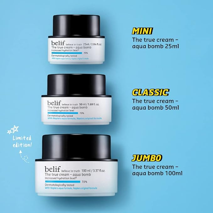 belif The True Cream Aqua Bomb Hydrating Moisturizer with Squalane | Good for Dryness, Dullness, Uneven Texture |For Normal, Oily, Combination Skin Types
