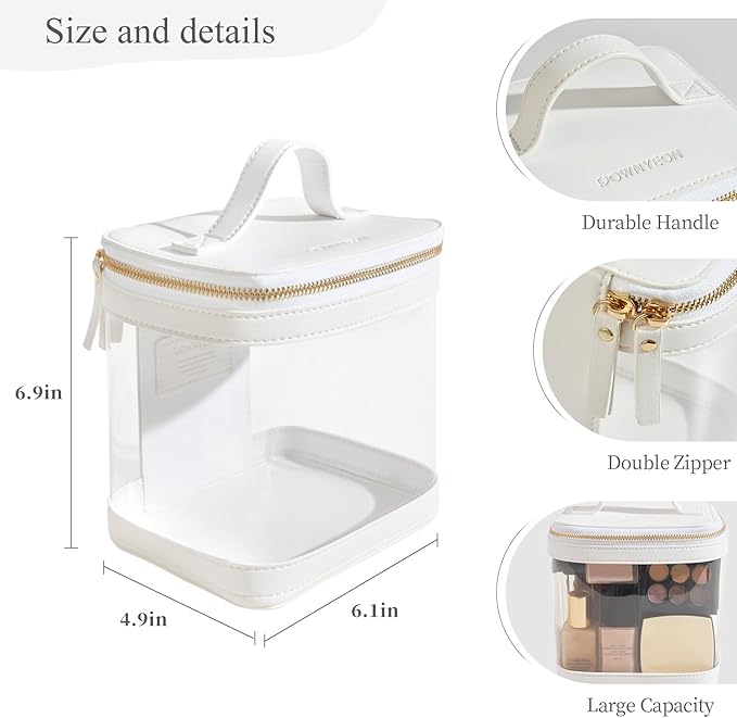 ROWNYEON Clear Makeup Case Toiletry Bag Multipurpose Travel Makeup Train Case Portable Cosmetic Organizer Transparent Storage Bag