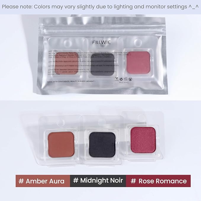 3-Color Eyeshadow Combo Pack – Matte & Shimmer Neutral Shades,Powder, Highly Pigmented, Long-Lasting, Refills Pans for Custom Magnetic Palette