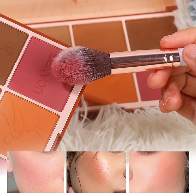 8 Colors Face Matte Blush Palette Shading Blusher - Buildable Facial Cheek Blusher Contour Bronzing Pressed Powder Makeup Pallet Women Gift Set (8 Colors Blush Contour Palette with brush)