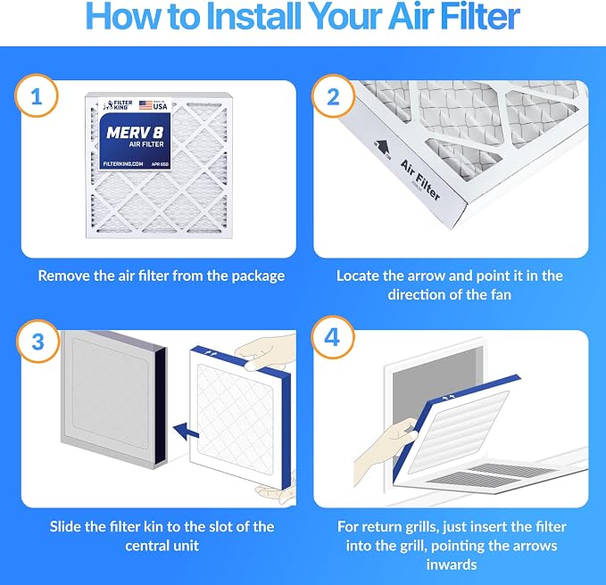Filter King 4.5x37.5x1 Air Filter | 4-PACK | MERV 8 HVAC Pleated A/C Furnace - Image 4