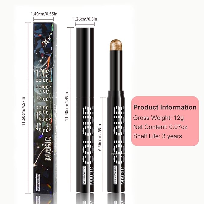 Nude Taupe Eyeshadow Stick, Shimmer Cream Eyeshadow Stick Pencil, High Pigment Waterproof Long Lasting Eye Shadow Pen, Women Multi-Dimensional Eye Highlighter Stick (07#)
