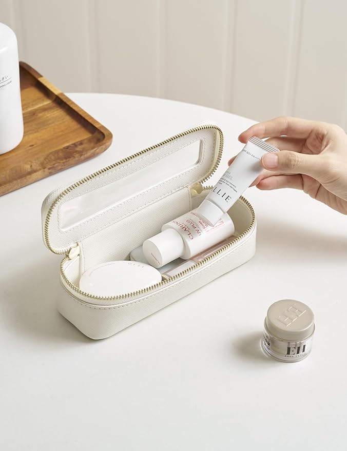 Popvibe Clear Makeup Bag Travel Cosmetic Case Transparent Toiletry Bag with Zipper, Portable Make Up Organizer Traveling Compact Car Bag for Essentials