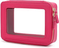 Aveniee Clear Makeup Bag Organizer,Travel Toiletry Bag for Women,Waterproof Cosmetic Pouch with Zippers,Car Accessories Organizers and Storage Case,Hotpink