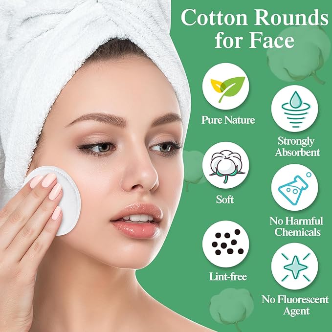 Maxcheck 2500 Pcs Cotton Rounds Bulk Exfoliating Rounds Cotton Rounds for Face Makeup Remover Pads Cotton Facial Pads Cotton Pads for Face Cotton Pads for Makeup Removal Toner Pads