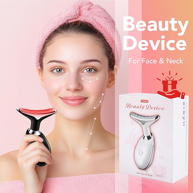 Red-Light-Therapy-for-Face, Facial Massager Wand with 7 Color - Birthday, Christmas, Mothers Day, Valentines Day, Self Care Gifts for Her Women Mom Best Friend Wife Teacher (Black)