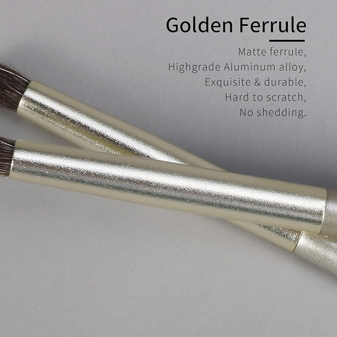 Natural Pony Hair Eye Shadow Brush, ENZO KEN Small Detail Eyeshadow Brush, Detailing Eye Shadow Brush, Mini Eye Smudge Brush, Corner Eyeshadow Brush, Eye Brushes, Eyeshadow Blending Brush. Gold, E204S