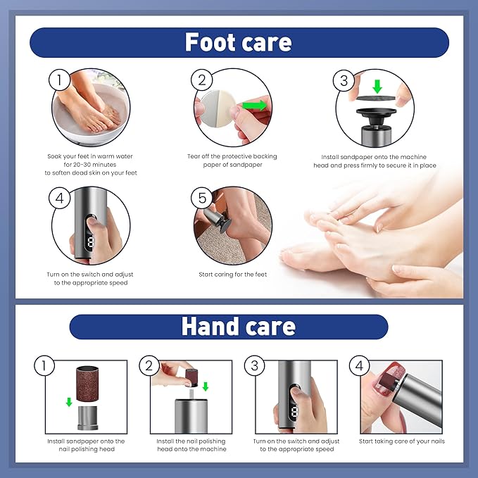 Electric Foot Callus Remover,2 in1 Rechargeable Callus Remover for Feet,9-Speed Cordless Electric Foot File Nail Grinder,Foot Scrubber Pedicure Tools for Dead Skin Dry Cracked Feet(Black MINI)