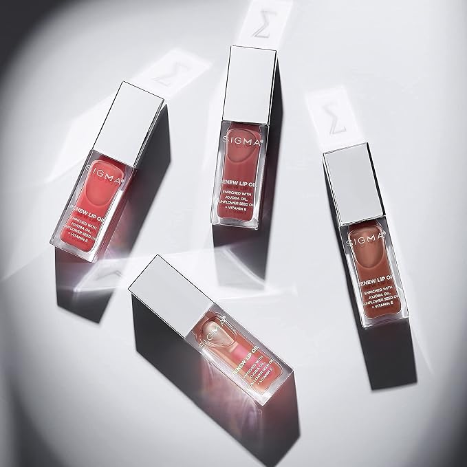 Sigma Beauty Renew Lip Oil – Tinted Lip Oil with Luxurious High-Shine Color and Long Lasting Hydration for Soft, Supple Lips, Non Sticky Lip Oil with Nourishing Antioxidants (Tint, Neutral Nude Sheen)