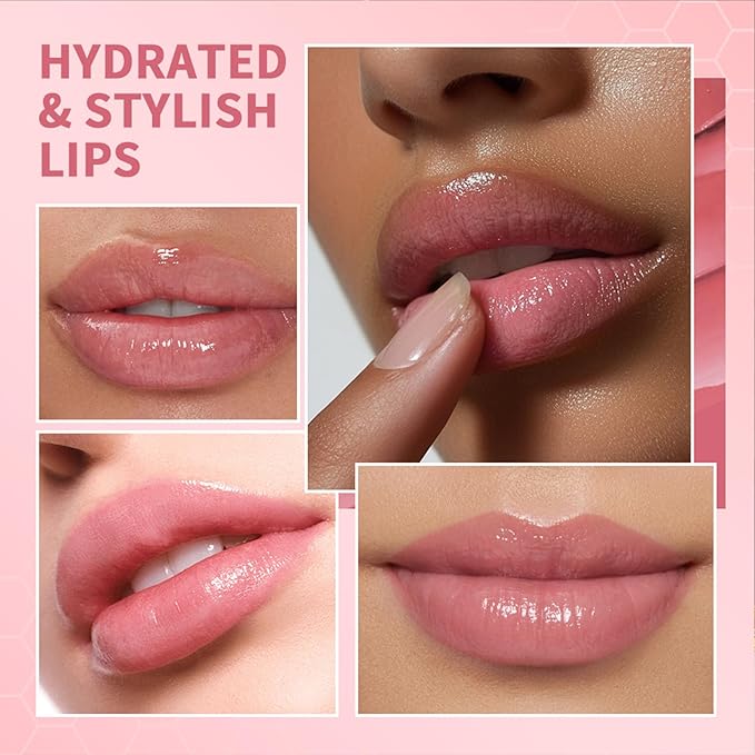 Honey Lipstick, Moisturizing Natural Lip Color, Hydrating Long Lasting Glossy Finish with Honey for Smooth Soft Lips, Smooth Application, Daily Wear (Pink)