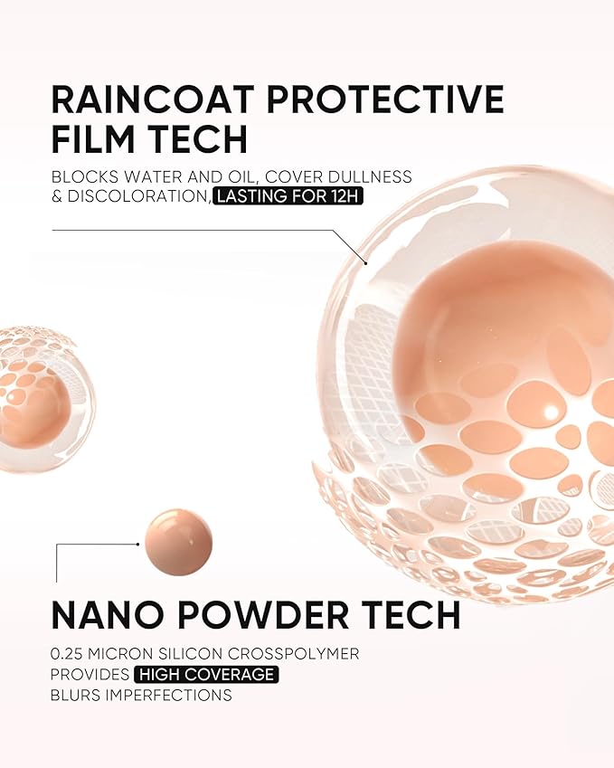 Full Coverage Cushion Foundation, Weightless, Skin Fit, Satin Glow Finish, Oil-Control Waterproof Foundation, Sweatproof Flawless BB Cream CC Korean Makeup,Tattoo Cover Up, Buildable(#47N Ebony)