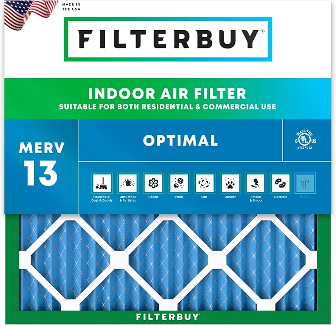 Filterbuy 16x16x1 Air Filter MERV 13 Optimal Smoke & Allergy Defense, by Filterbuy