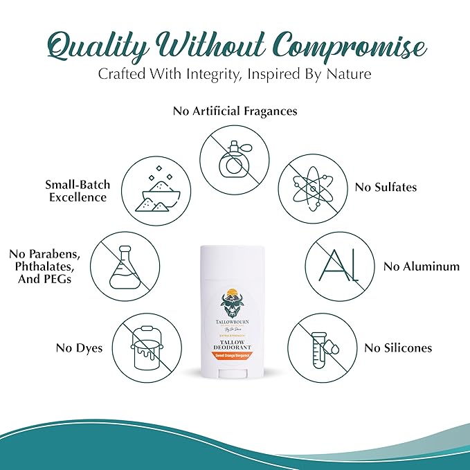 Dr. Dave's Primal Essence Extra Strength Tallow Deodorant - Aluminum-Free - Baking Soda, Beeswax, Coconut Oil, and Mango Butter - Sweet Orange and Bergamot Deodorant for Men and Women - 3 oz