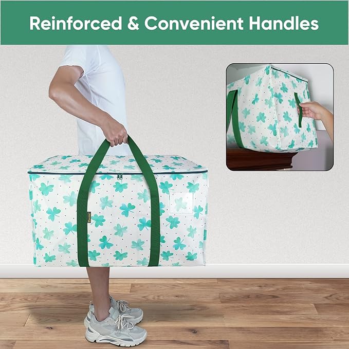 BALEINE 6-Pack Oversized Moving Bags with Reinforced Handles, Heavy-Duty Storage Tote for Clothes, Moving Supplies (Clover, 6-Pack)