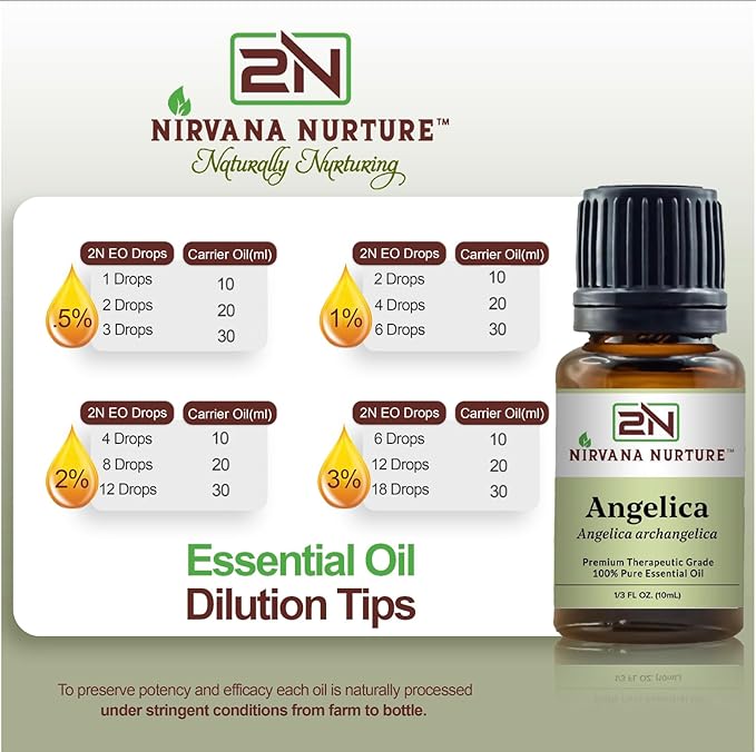 Angelica Essential Oil 100% Pure Premium Therapeutic Grade, Undiluted - Aromatherapy Diffuser for Calm and Relaxation, Skin Care, Hair Care