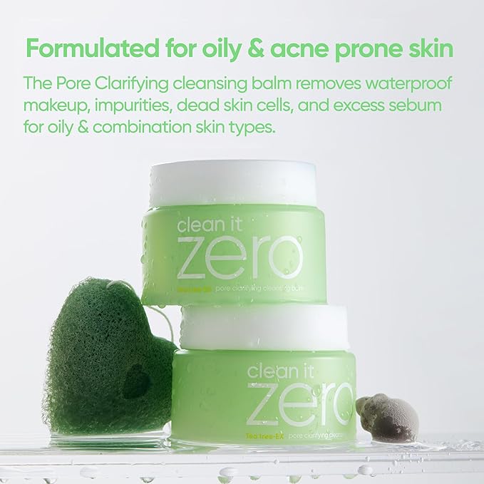 BANILA CO Clean it Zero Pore Clarifying Cleansing Balm | Korean Makeup Remover, Cleansing Oil, Facial Cleanser for Oily and Acne Prone Skin | Vegan | Made with AHA-PHA & Tea Tree (100ml / 3.38 fl. oz)