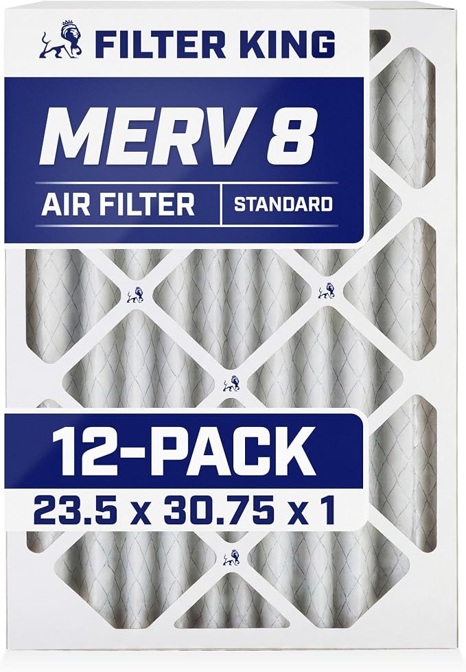 Filter King Air Filters 23.5x30.75x1 | 12 Pack | MERV 8 HVAC Pleated AC Furnace by FilterKing