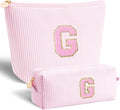 Personalized Makeup Bag for Women Girls - Fashion Cosmetic Bag Trendy Travel Toiletry Bag with Initials Letter - Teen Gifts - Pink,G