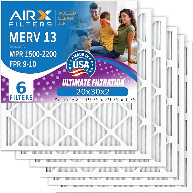 AIRX FILTERS WICKED CLEAN AIR. 20x30x2 Air Filter MERV 13 Electrostatic Pleated by AIRXFILTERSWICKEDCLEANAIR