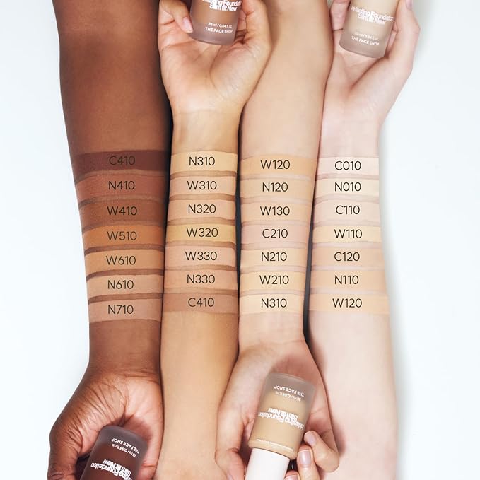 THE FACE SHOP Ink Lasting Liquid Foundation, Full Coverage, 72‑Hour Wear Semi‑Matte Finish, Makeup with Bakuchiol, W110 Vanilla, 0.84 Fl. Oz.