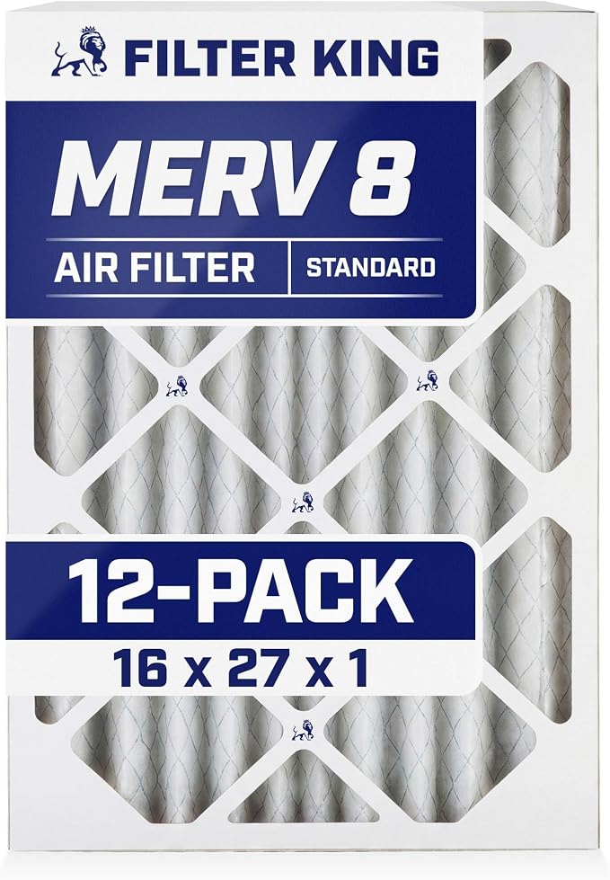 Filter King 16x27x1 Air Filter | 12-PACK | MERV 8 HVAC Pleated A/C Furnace by FilterKing
