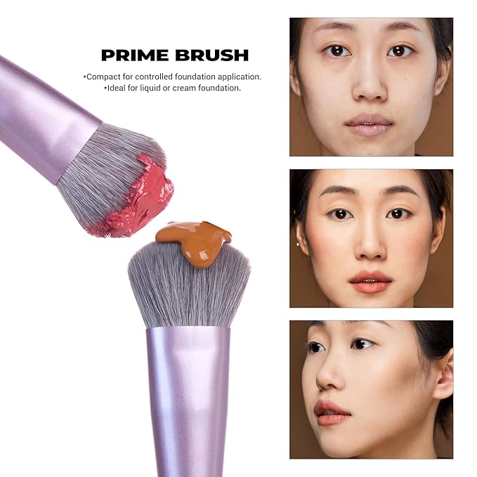 Jessup Face Makeup Brush Set 3 pcs, Ultra-Soft Dense Makeup Brushes for Foundation Contour Powder and Blush, Premium Synthetic Fiber, Luxury Purple T513