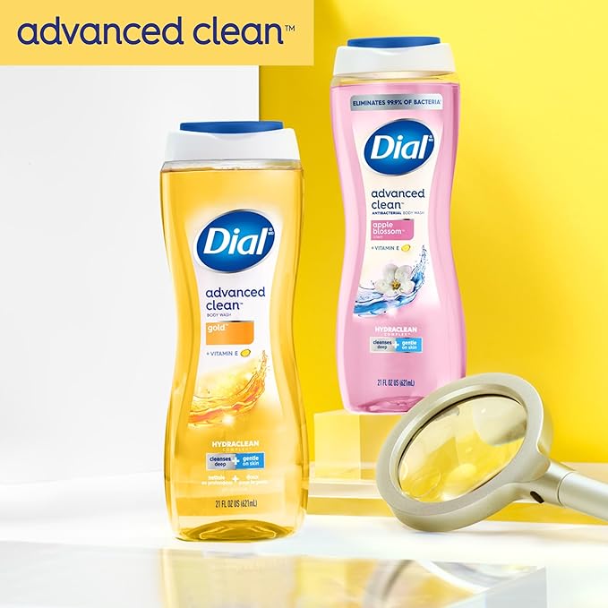 Dial Body Wash, Advanced Clean Gold, 16 Fl Oz, Pack of 4, Hydraclean Complex & Vitamin E, Gentle, Leaves Skin Feeling Nourished, Dermatologist-Tested, No Parabens & Sulfates