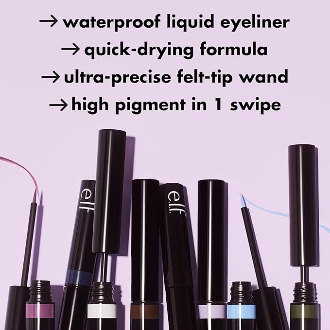 e.l.f. H2O Proof Inkwell Eyeliner Pen, High-pigment, Waterproof Liquid Eyeliner, Delivers A Matte Finish, Vegan & Cruelty-free, Navy Baby