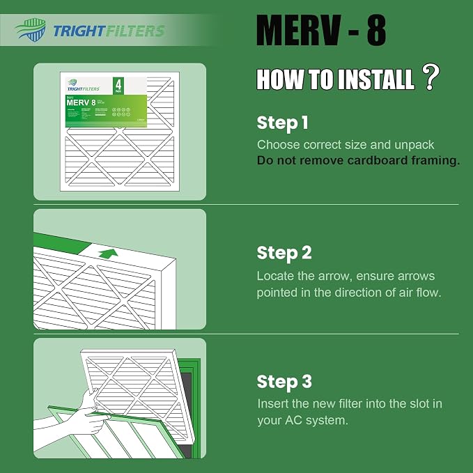 14x20x1 Air Filter 4 Pack, MERV 8 Pleated Dust Defense Air Filters Replacement - Image 7