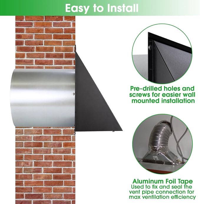 10 Inch Wall Vent Cover, Exhaust Vent Hooded Wall Vent - Image 6