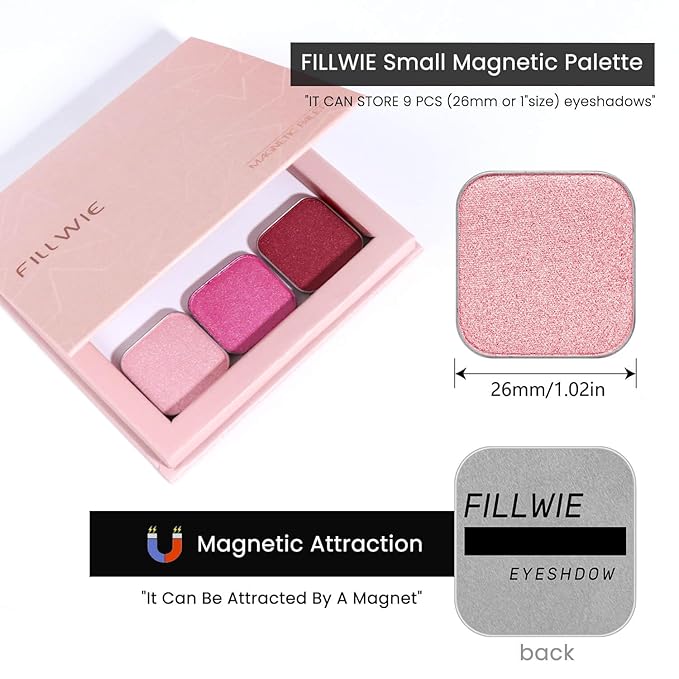 Magnetic Single Shimmer Pink Eyeshadow with Metal Pan, Light Pink Eyeshadow Refill Pan for hooded eyes, for DIY Empty Magnetic Palette (pink flamingo)