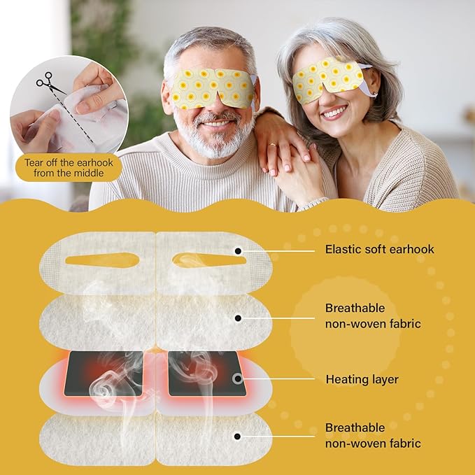 ProCIV 16 Packs Steam Eye Masks for Dry Eyes Heating Eye Mask Warm Compress for Eyes Relief Stress, Eye Fatigue Travel Essential Self Heating Moist Sleep Mask SPA Accessories