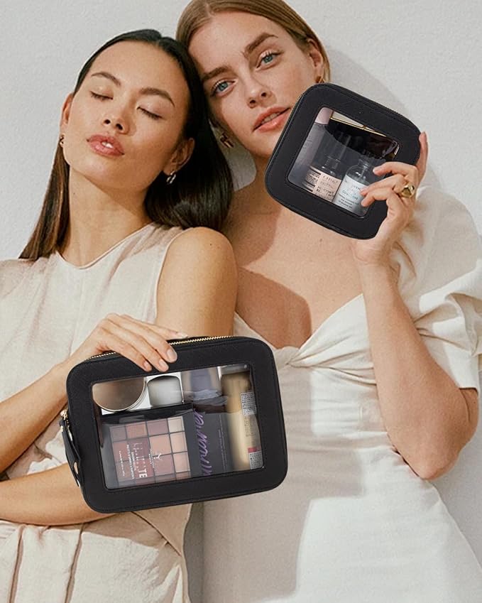 Clear Makeup Bag Set, Travel Makeup Case Clear Cosmetic Travel Bag Small Makeup Organizer Mini Make Up Pouch for Purse Waterproof Toiletry Bag Portable Car Essentials Car Organizer