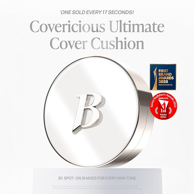 BANILA CO Covericious Ultimate Cover Cushion | Up to 100HR Long-Wear Foundation | 20 Shades for All Skin Tones | Matte & Lightweight Finish | Korean Cushion Foundation (14g / 0.49 oz), 21C ROSE