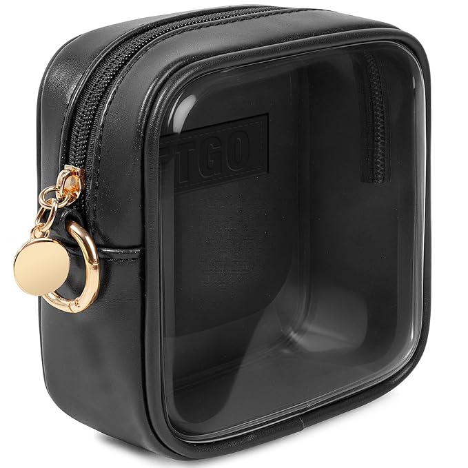LETGO Clear Makeup Bags - TSA Approved Toiletry Bags with Zipper,Clear Toiletry Bag(Mini Black)