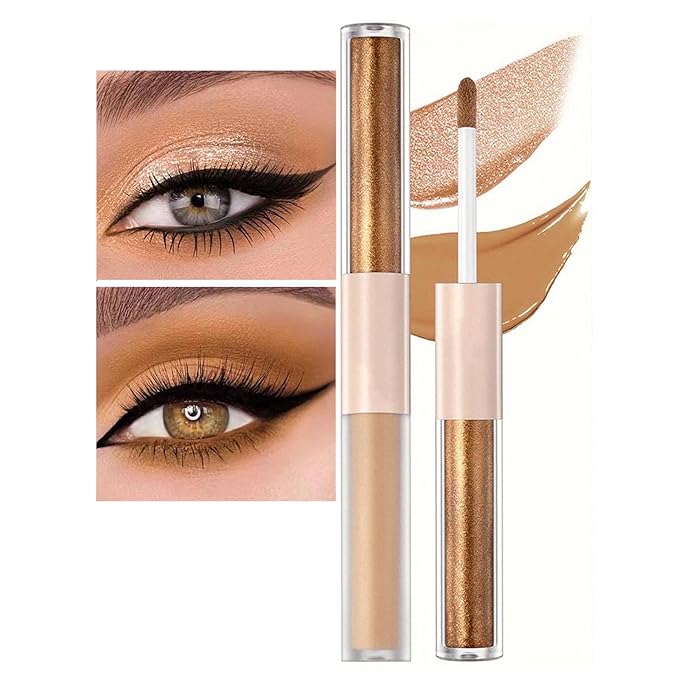 Liquid Eyeshadow Pencil, Earth Yellow Brown, 6-Color, Waterproof, Dual-End, Portable, Cruelty-Free